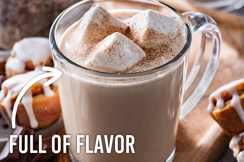 cinnamon roll cocoa in a mug | full of flavor