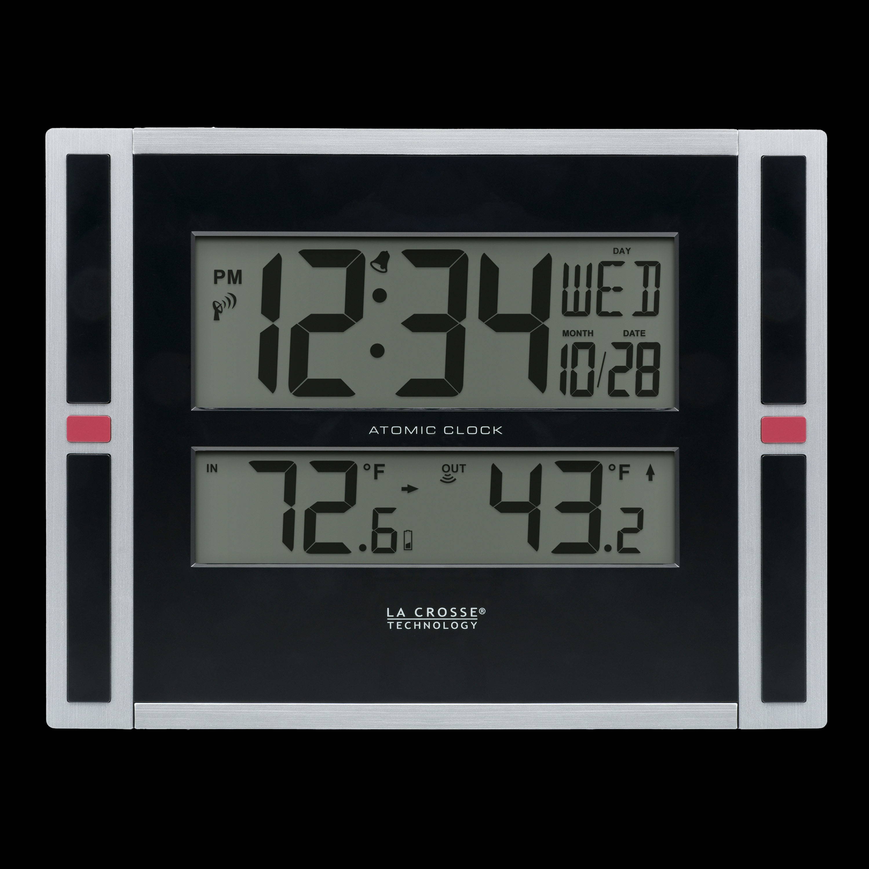 513-149V2 Atomic Digital Wall Clock with Indoor/Outdoor Temperature