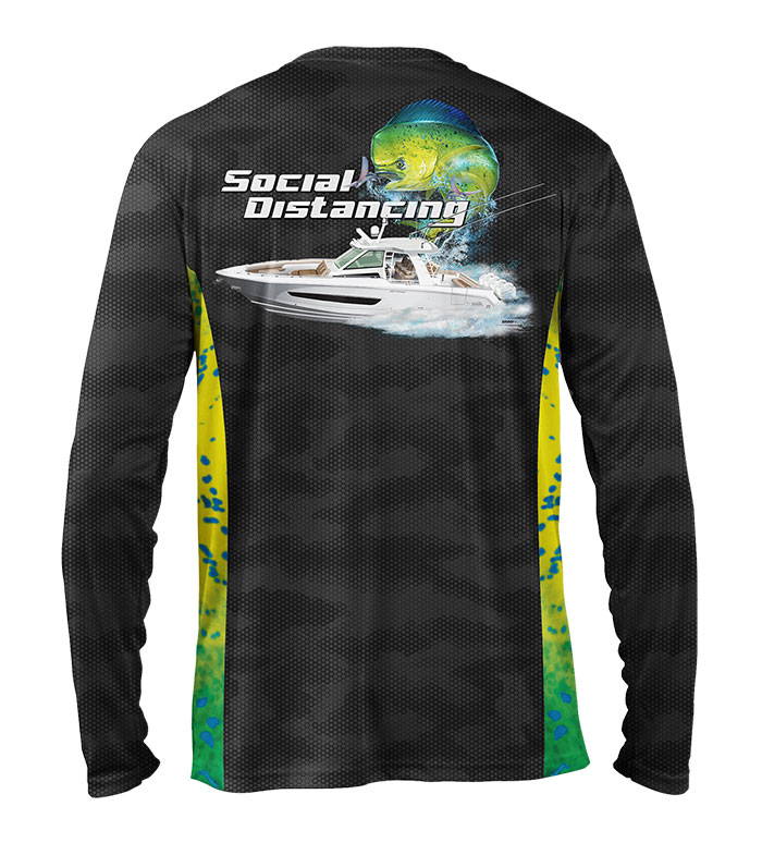 Social Distancing 2020 Long Sleeve UPF 30 T-Shirt Fishing Boat UV Sun Protection