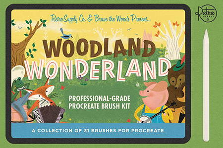 RetroSupply Co. Woodland Wonderland professional-grade Procreate brush kit.
