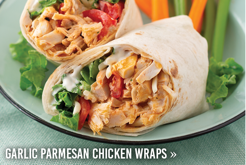 garlic parmesan chicken wraps recipe