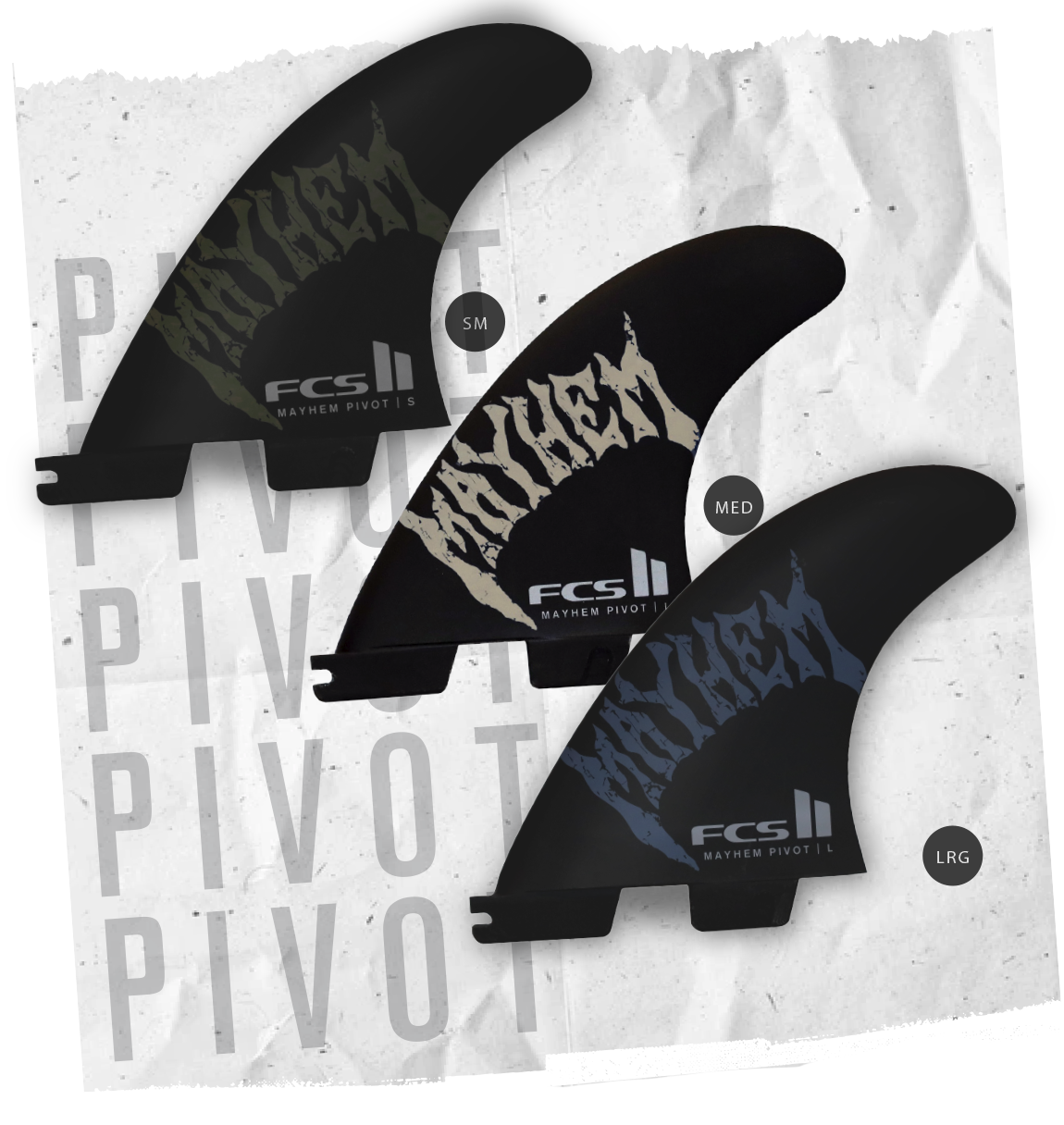 Three surfboard fins with 