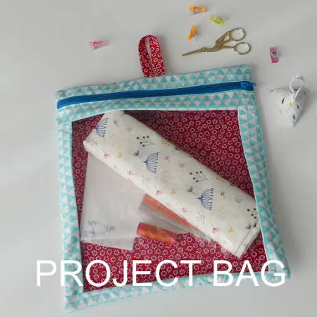 DIY project bag with a see-through part in the middle