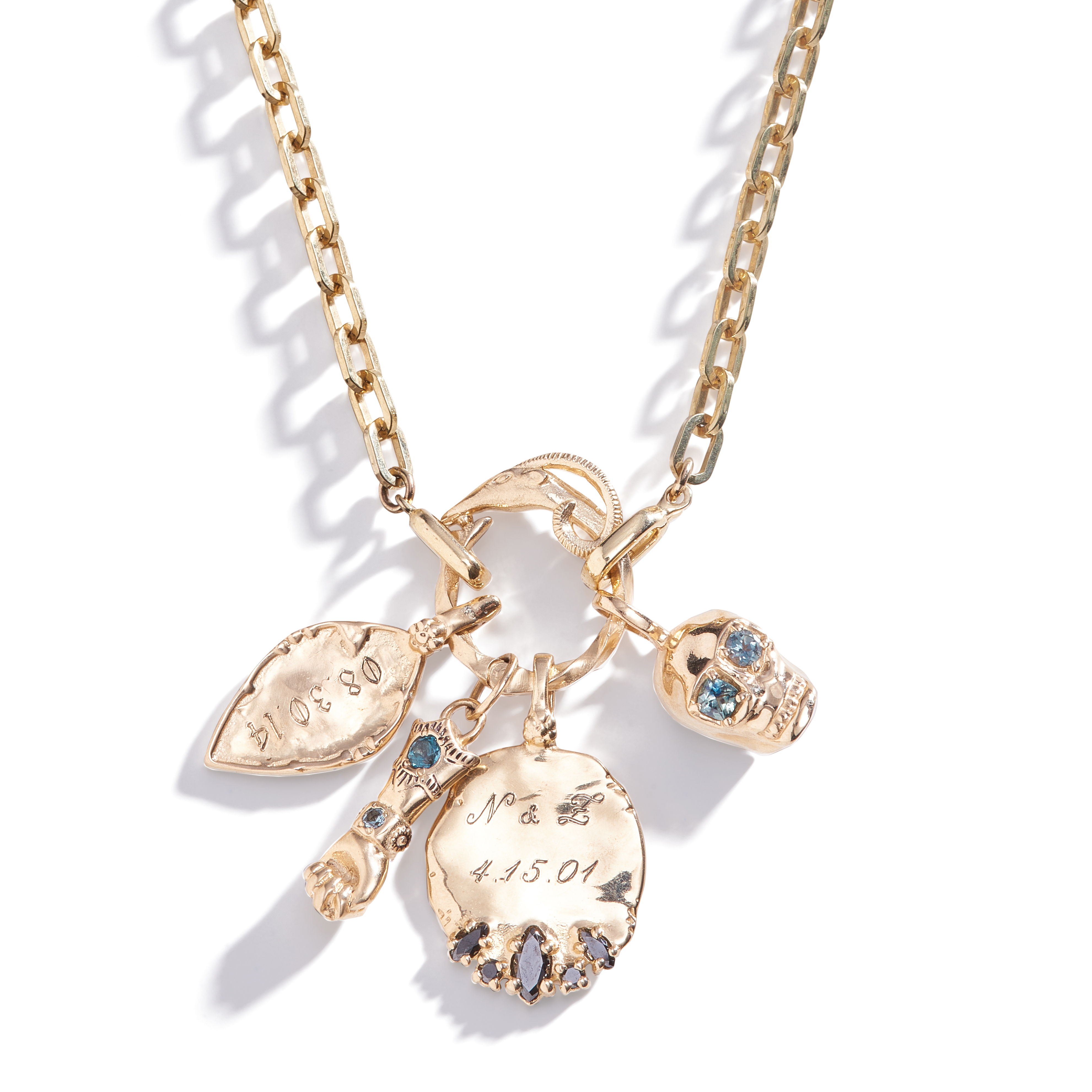 Gold Skull Charm and Ibex Ram Charm Holder