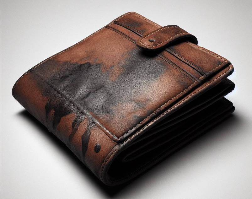 dirty leather wallet