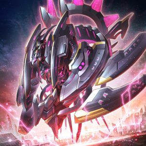 Futuristic robot with pink accents in a dynamic, glowing background.