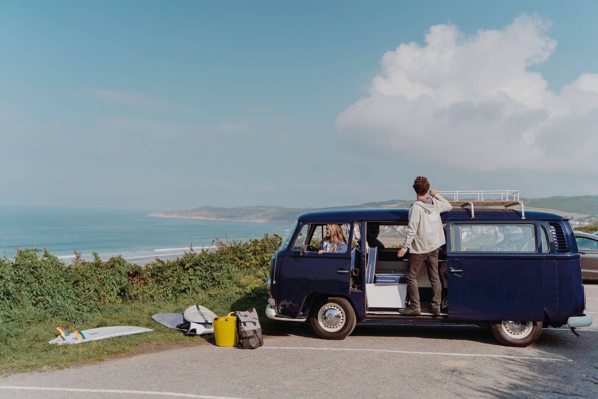 Campervan parked at Marine Drive in Woolacombe