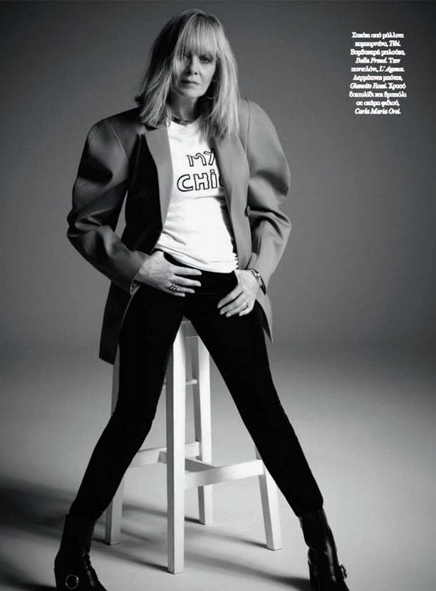 This image shows a woman wearing Tibi clothing featured in Vogue Greece January 2021