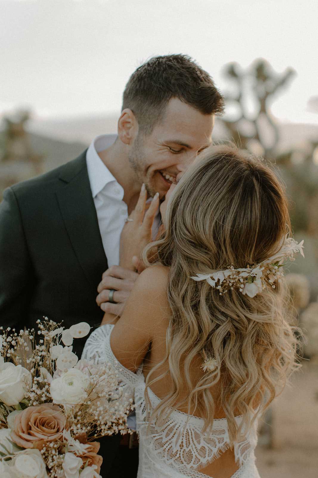 Bride and groom sharing a kiss