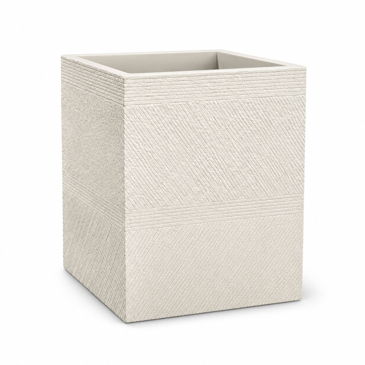 Textured Zaragoza square planter shown in chalk.
