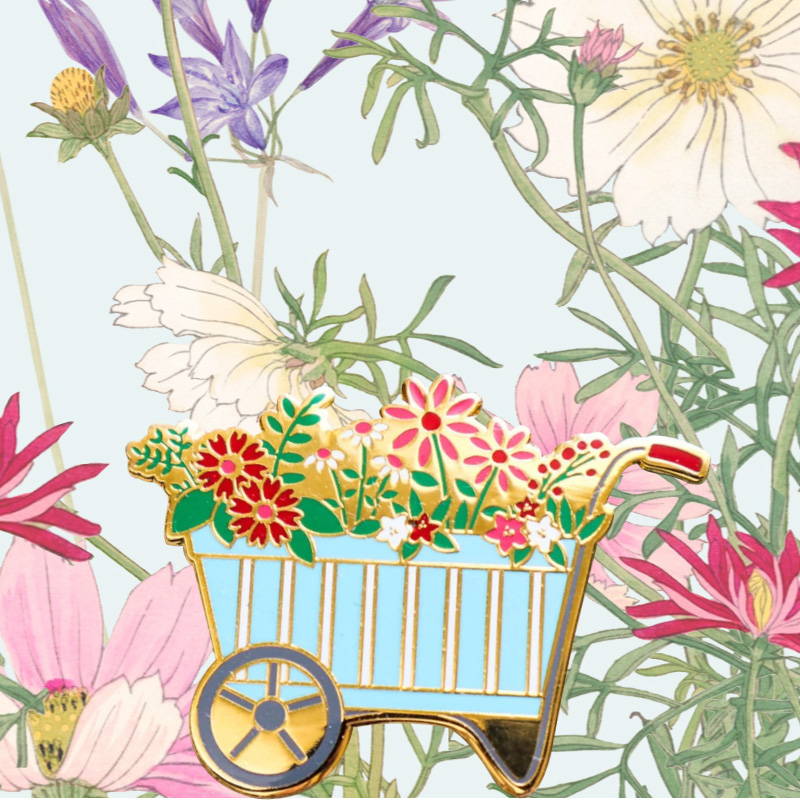 Spring Floral Wheel Barrow Needle Minder