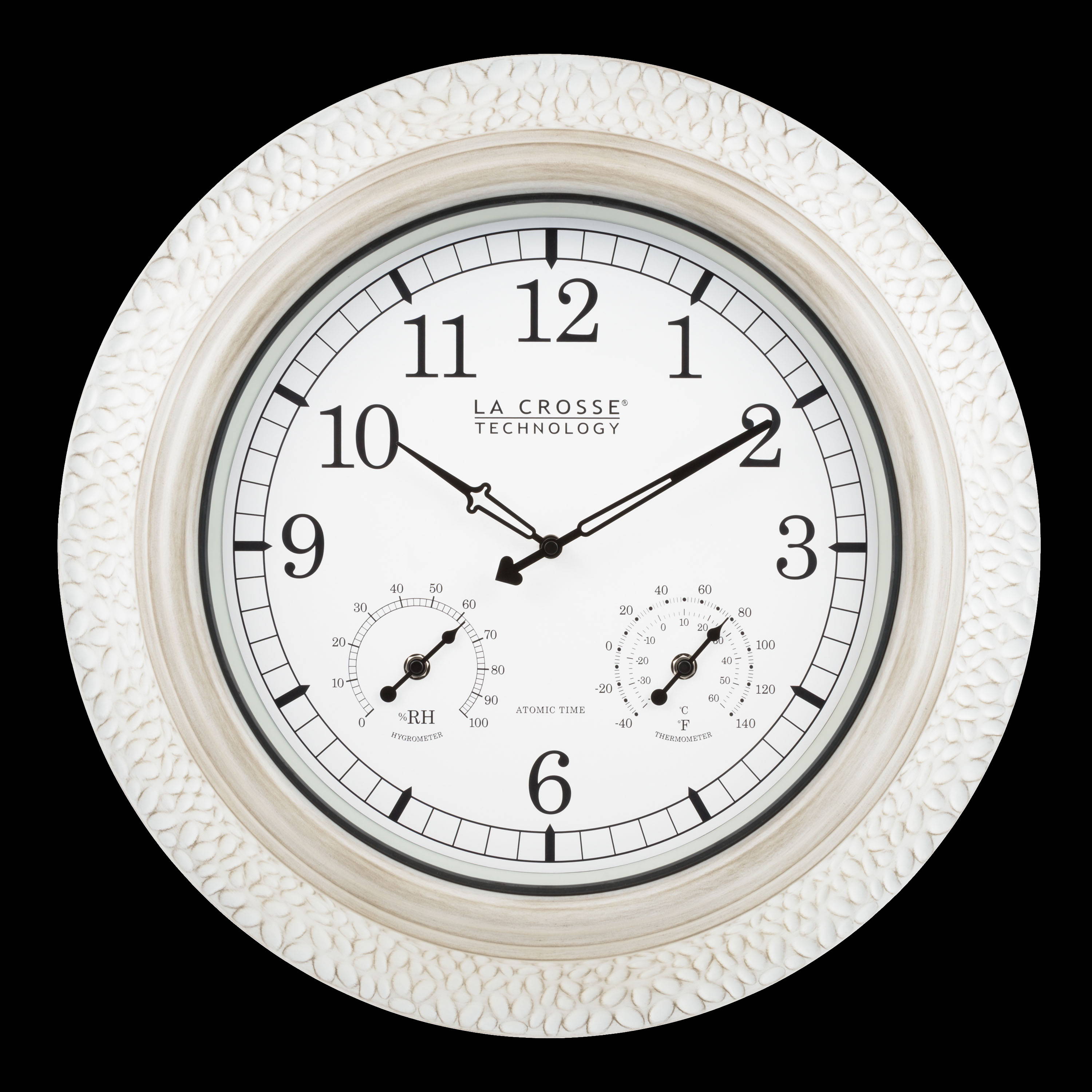 433-29917 21-inch Indoor/Outdoor Atomic White-Washed Wall Clock