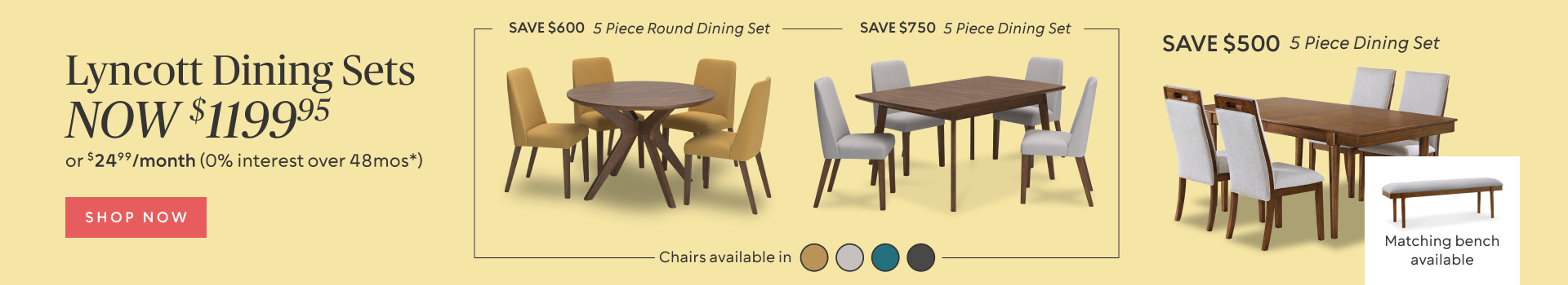 Lyncott Dining Sets​ 3 Styles 1 LOW Price of $1199.95​