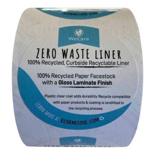 Glossy eco friendly sticker on zero waste liner