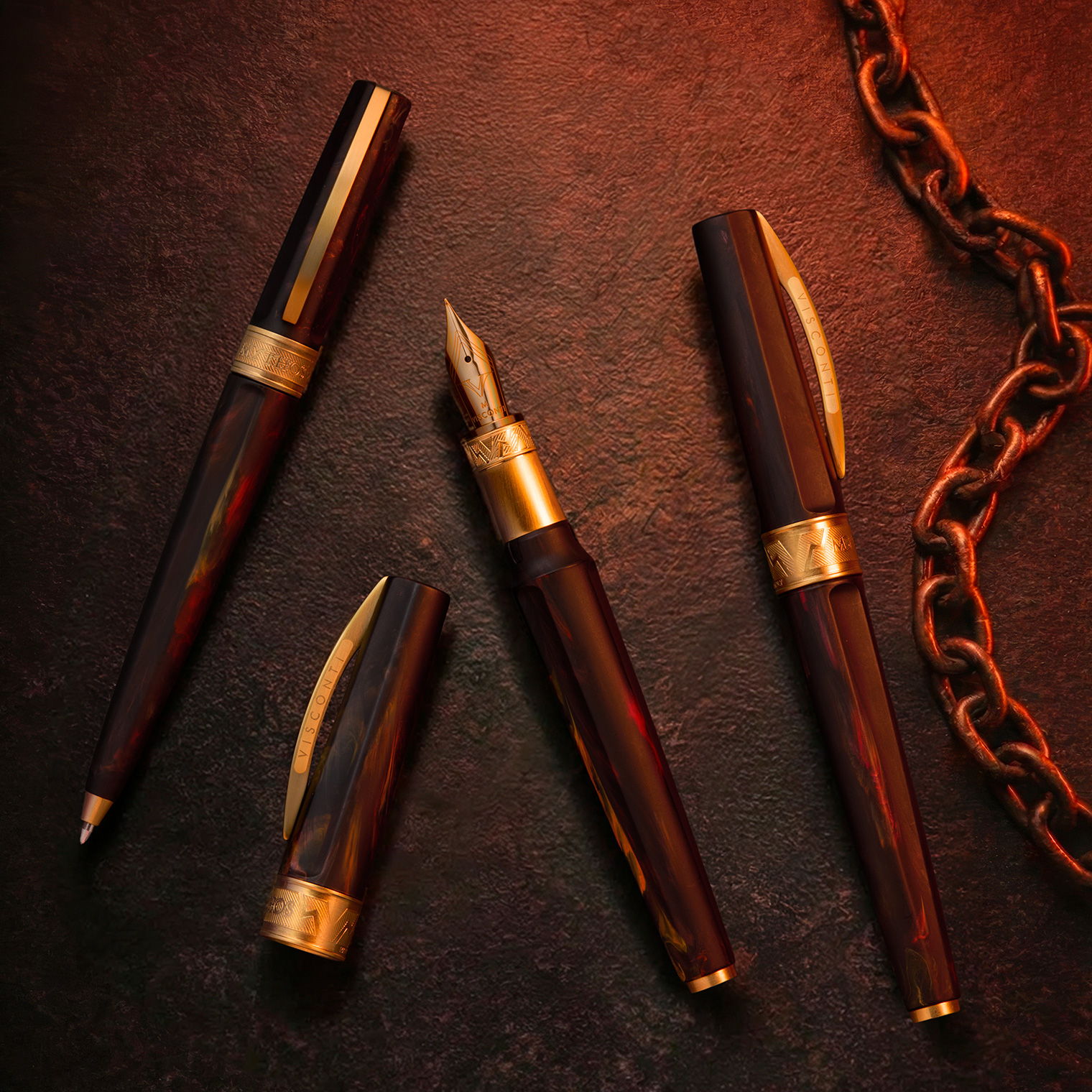 Visconti Mirage Mythos Hades Fountain Pen, rollerball, and ballpoint pen