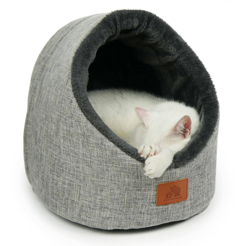 Kuschelhöhle Katzenhöhle waschbar grau Oskar Katze schläft