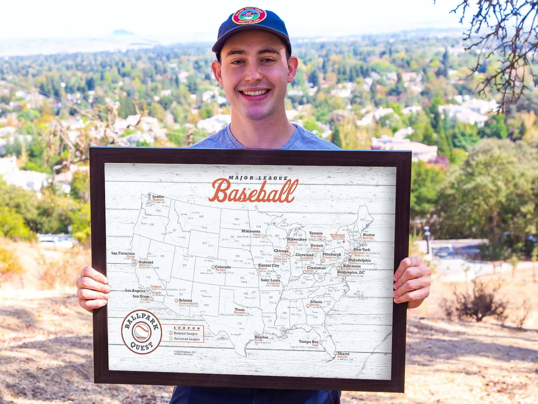 baseball fan gift framed map