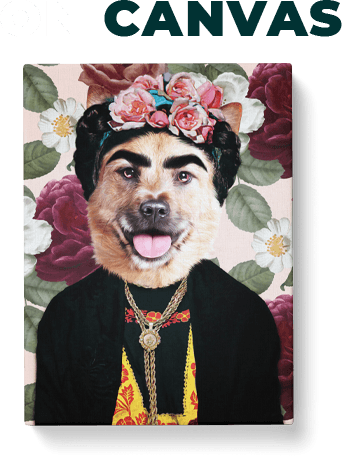 Royal dog portrait canvas with a crown - On sale