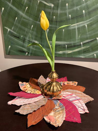 Homemade Leaf Centerpiece with Flowers