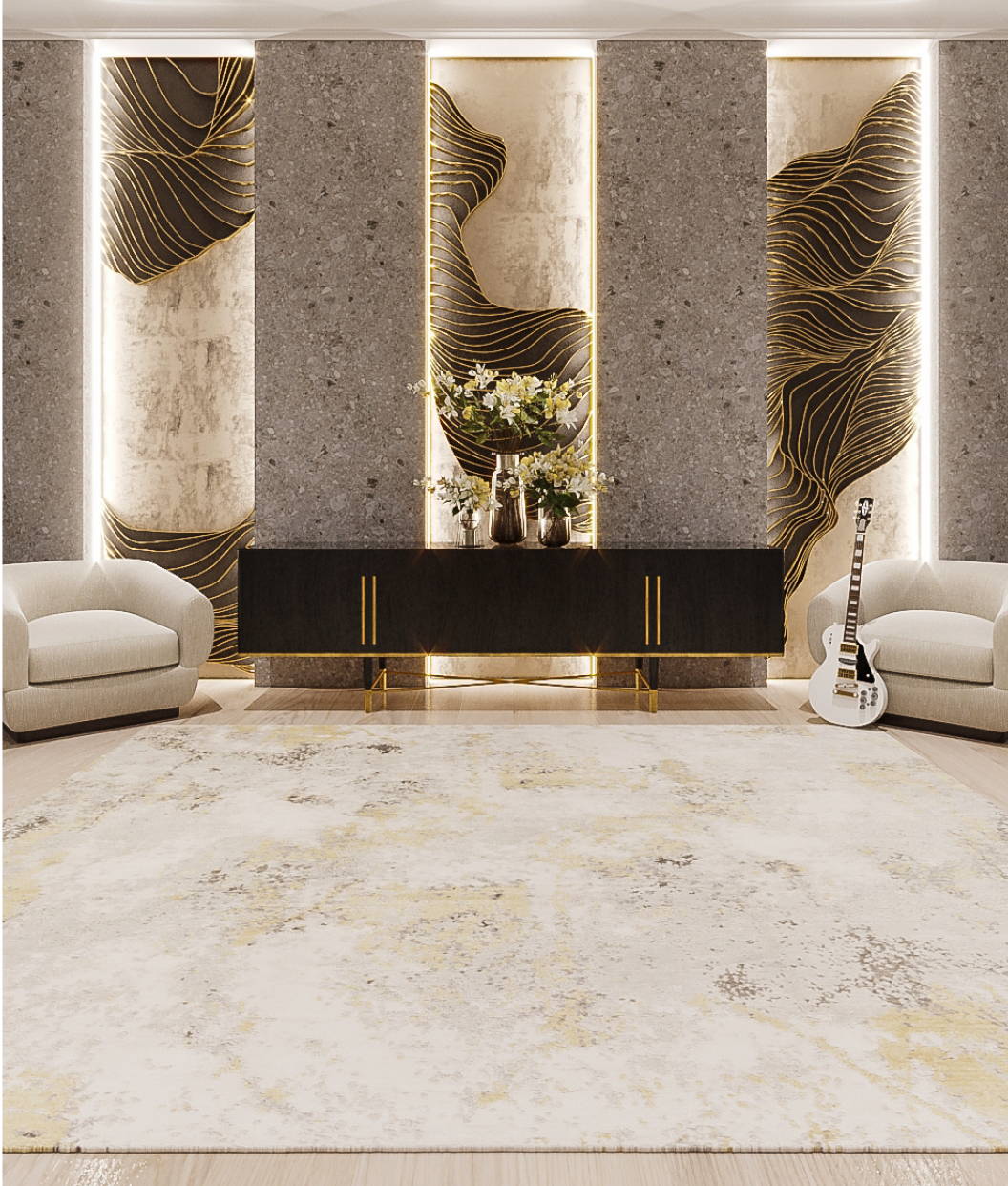 Installation of Impasto Gold Quartz