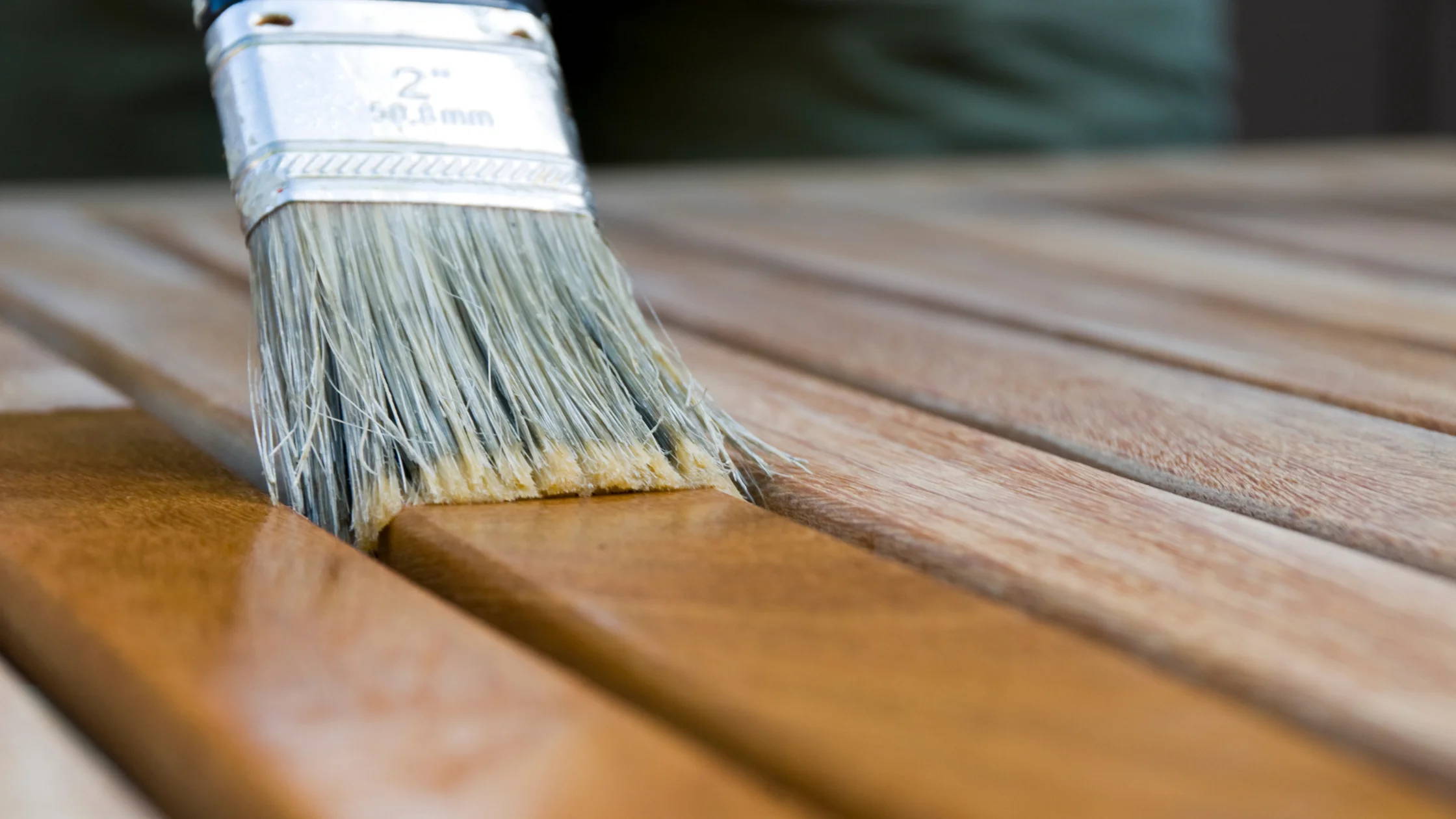 wood staining using a brush