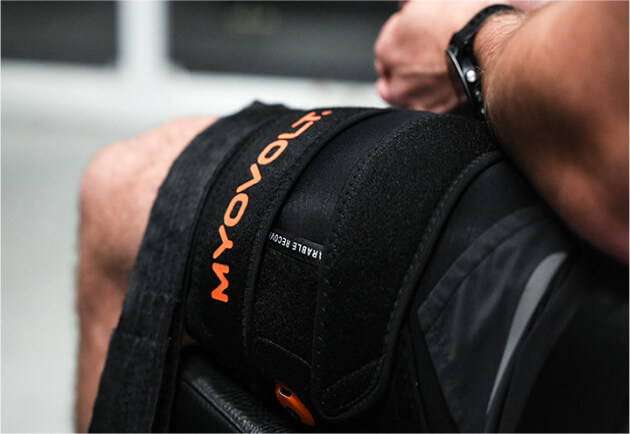 Myovolt vibration therapy leg brace is tested on hamstring muscles as part of PhD research of the acute effects of localized vibration therapy on neuromuscular performance of athletes.