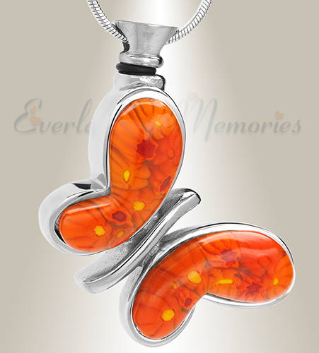 Orange Majestic Butterfly Cremation Jewelry