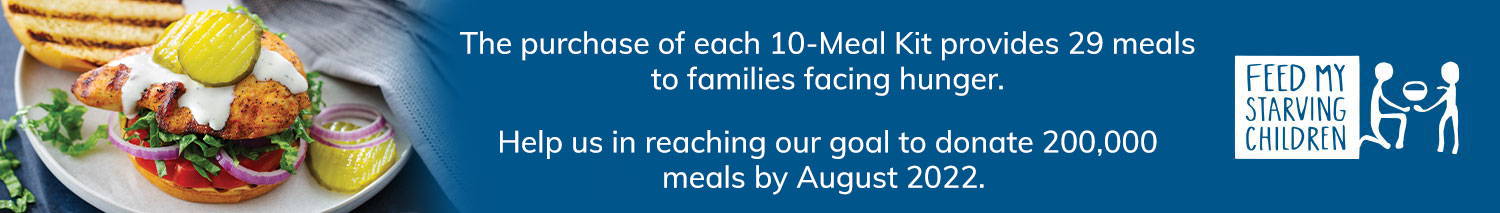 the purchase of each 10-meal kit provides 29 meals to families facing hunger.