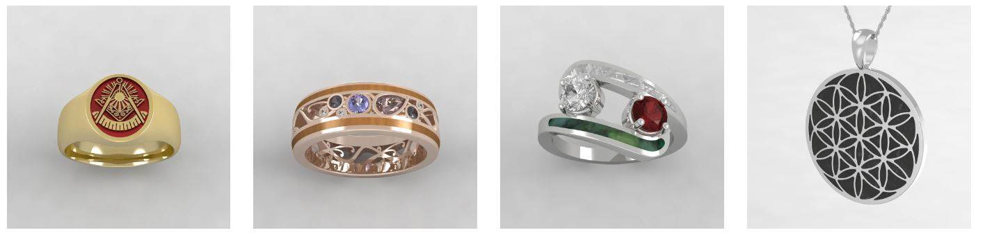 Custom Jewelry CAD Rendering Examples