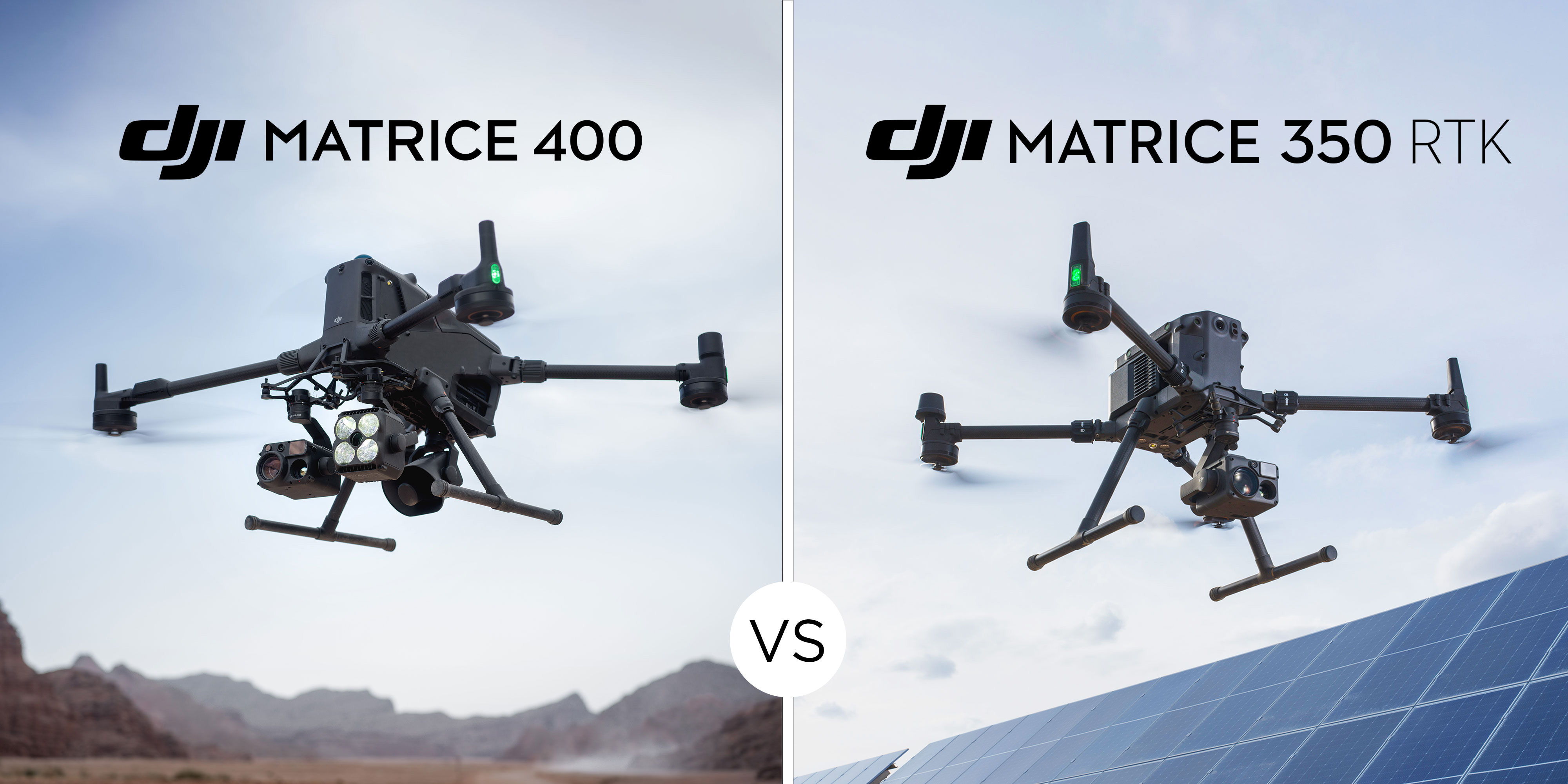 Comparison of DJI Matrice 400 and Matrice 350 RTK drones.