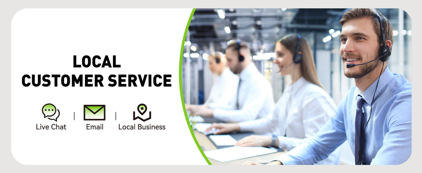 Local customer service team providing support via chat, email, and phone.
