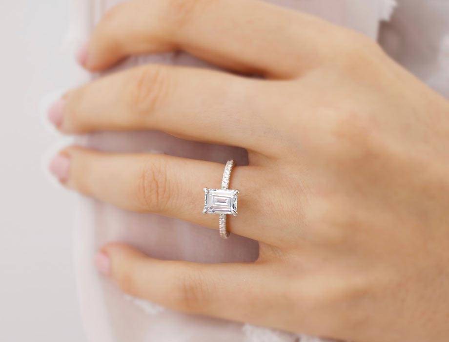 Details about   Rectangular Emerald Step Cut White Color Loose Moissanite For Engagement Ring 