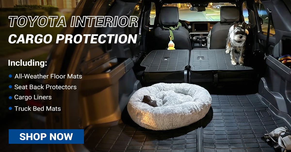 Shop Toyota interior and cargo protection: all-weather floor mats, seat back protectors, cargo liners and truck bed mats.