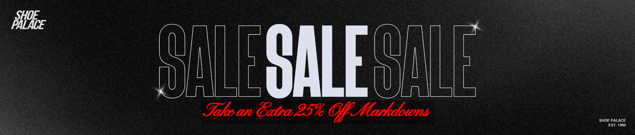 Text promoting a sale, featuring repeated 