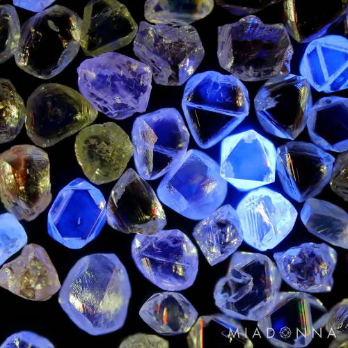 Lab-Grown Diamonds showing fluorescence under UV light