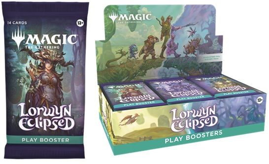 A Lorwyn Eclipsed Play Booster and a Lorwyn Eclipsed Play Booster Box