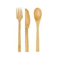 A bamboo fork, knife, and spoon