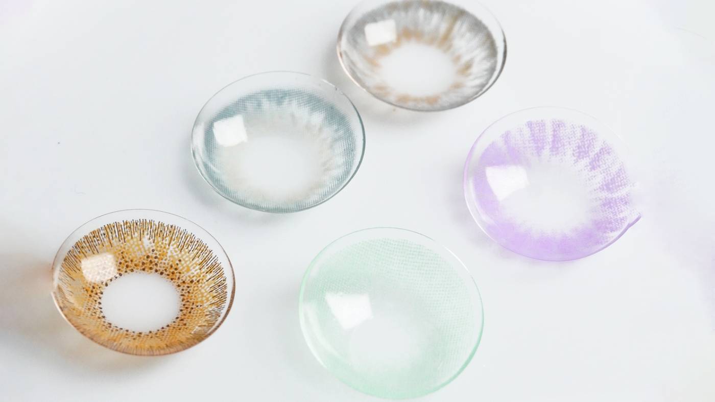 A variety of colored contact lenses