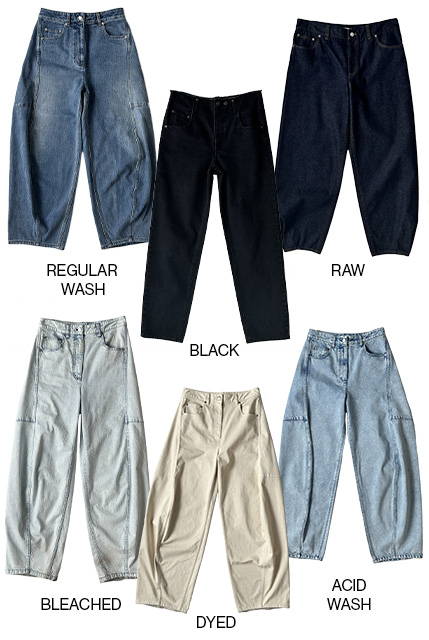 six pairs of denim in varying washes