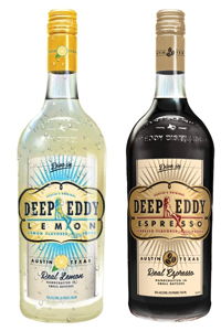 Two bottles of Deep Eddy lemon and espresso vodka.