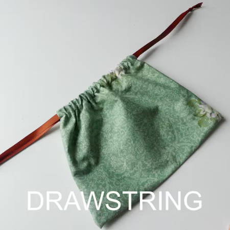 Green hand-made drawstring bag