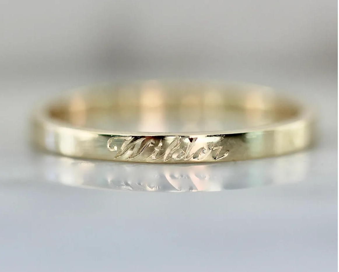 gold band with name engraving