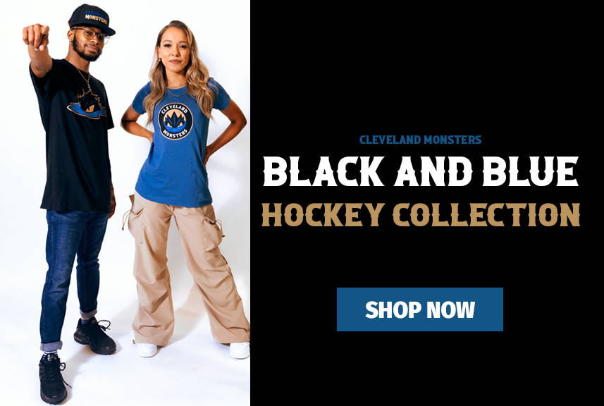 Shop the brand new Black & Blue Hockey Collection! Rep your Cleveland Monsters  in their brand new palette. 