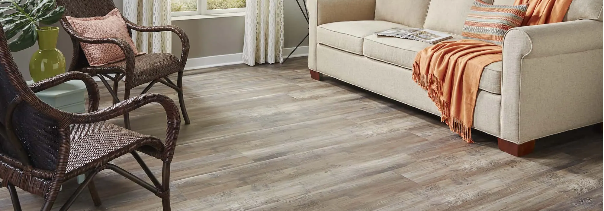 Wood like vinyl flooring available at Kaoud Rugs and Carpet