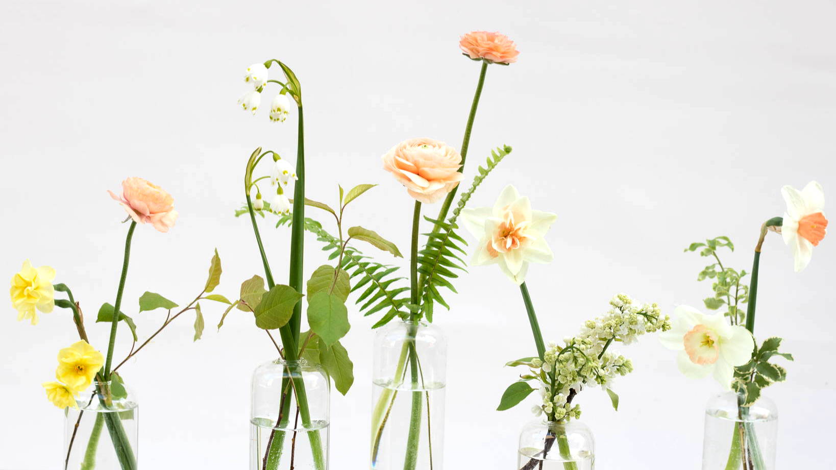 Assortment of soft palette bud vases