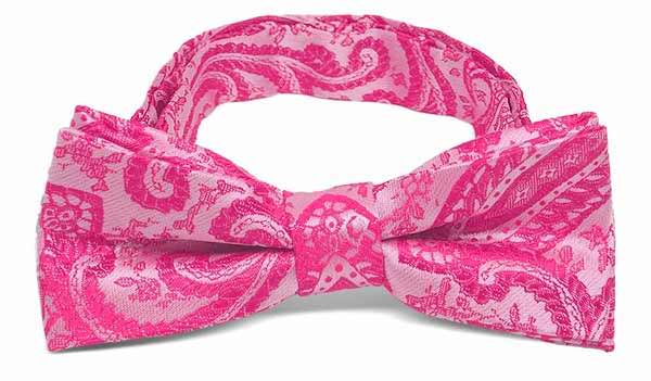 Boys' fuchsia paisley bow tie