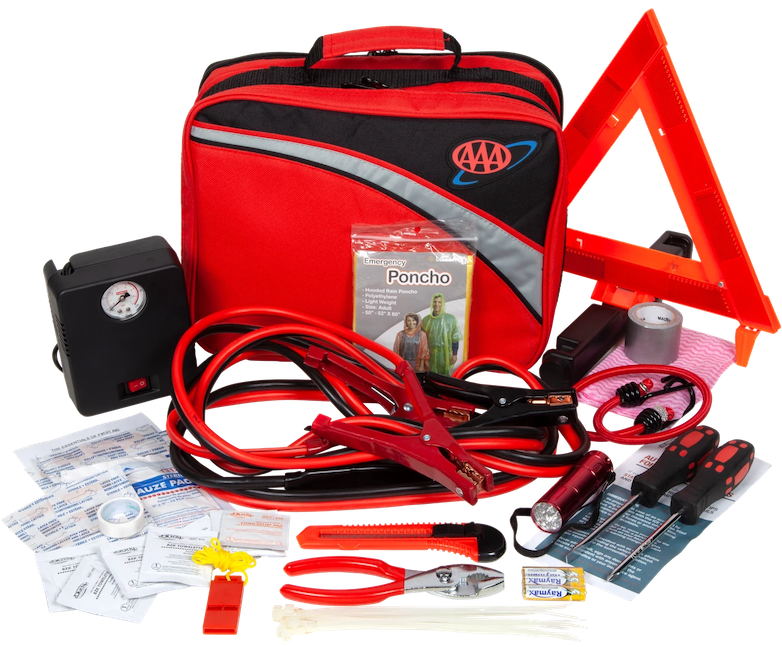 Premium pre-assembled roadside emergency safety kit for corporate fleets and municipal vehicles.