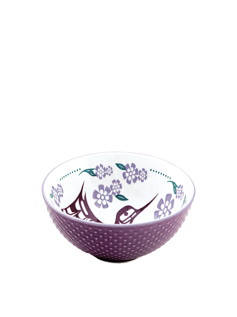 Porcelain Art Bowl (Small) - Hummingbird (Purple)