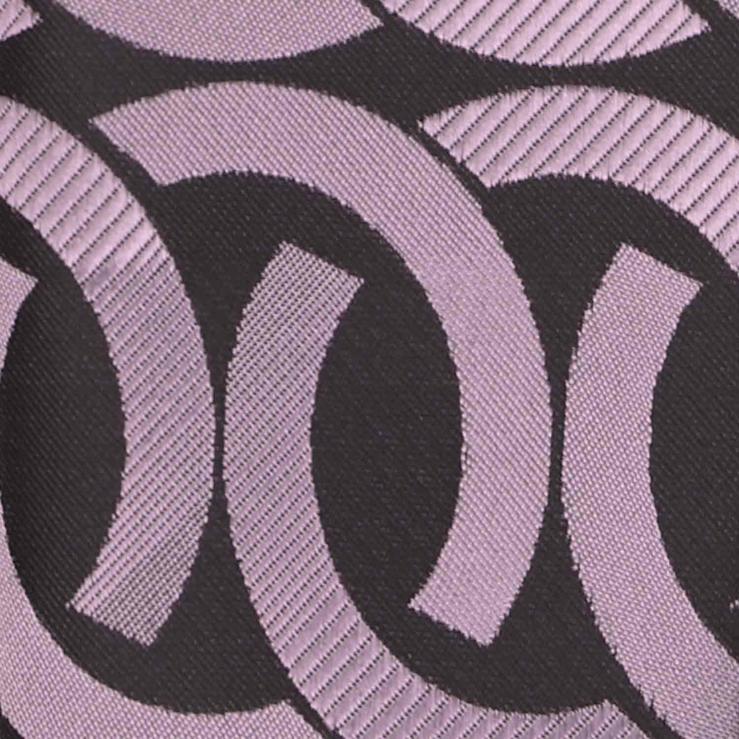Closeup of a dark lavender link pattern pocket square