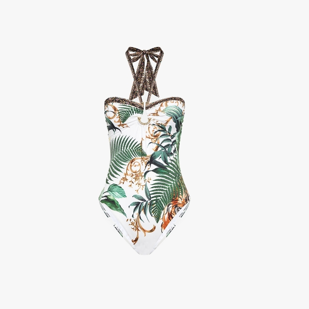 CAMILLA bandeau-one-piece-with-ring-trim-tiger-trap